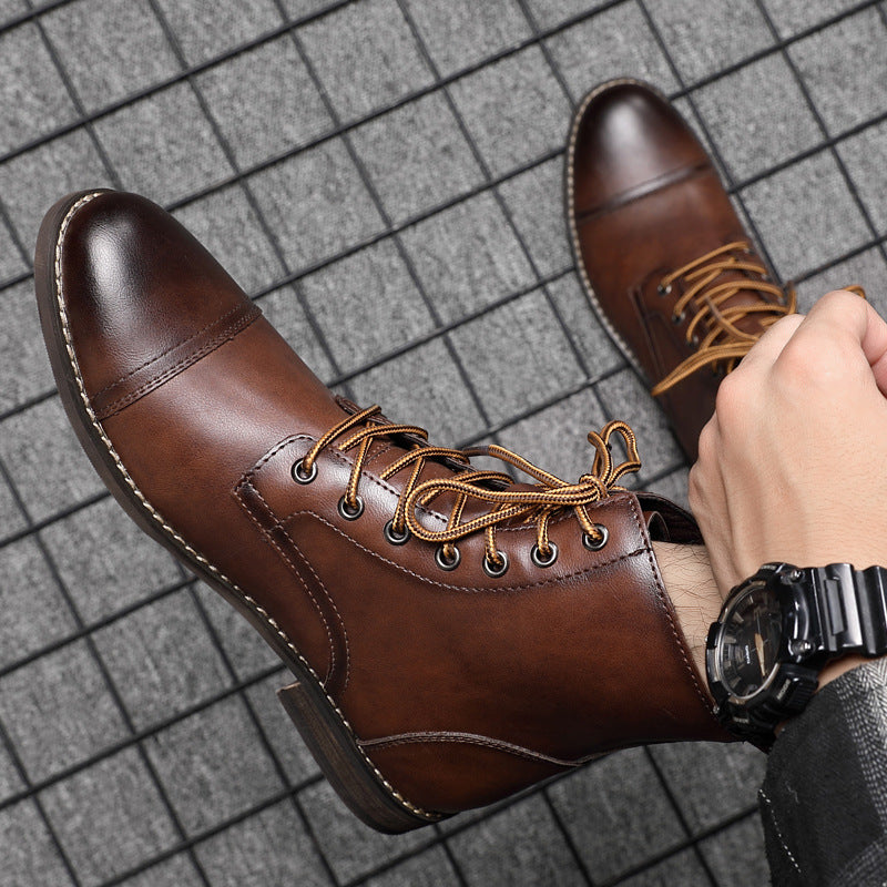 Heren Leren Boots met Vetersluiting Klassieke Stijl