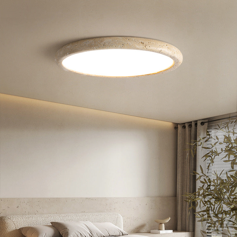 Stenen plafondlamp travertijn LED 3000K beige plafondverlichting slaapkamer woonkamer rond design Ø38 Ø48 Ø58