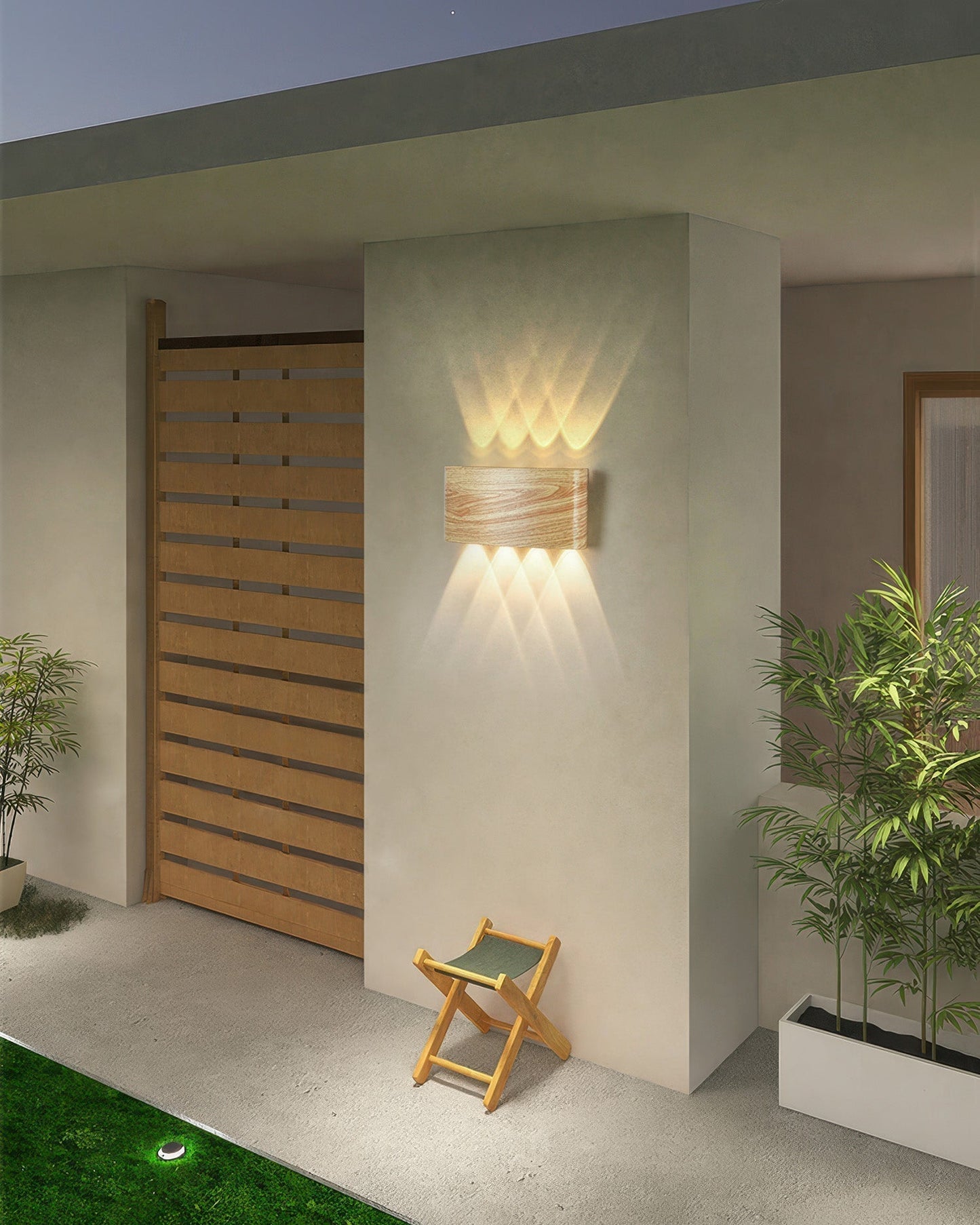 Wandlamp LED houtlook 10W warm wit 3000K binnen buiten IP65 wandverlichting modern design