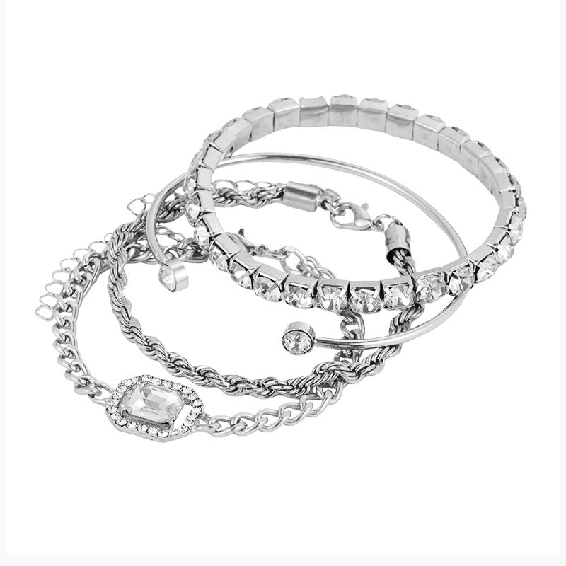Luxe Armbanden Set 4 Delig Edelmetaal Zilver
