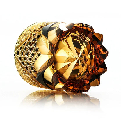 Whiskeyglas Edo Kiriko Dark Knight Handgemaakt Donker Amber Japans Kristal Houten Doos