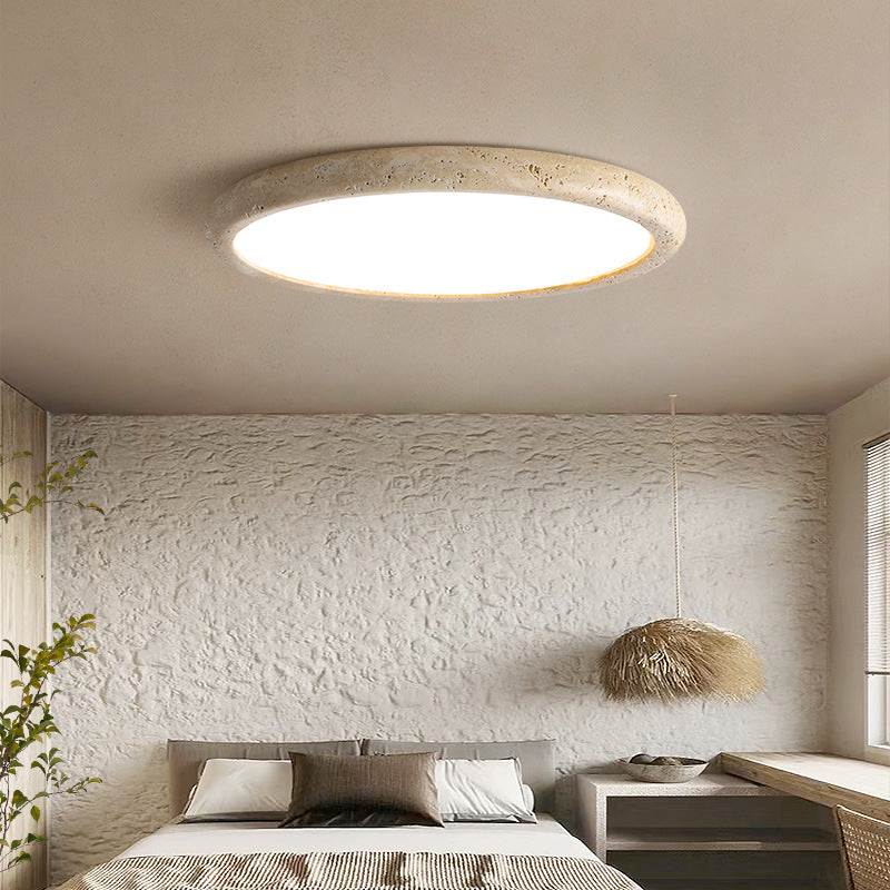 Stenen plafondlamp travertijn LED 3000K beige plafondverlichting slaapkamer woonkamer rond design Ø38 Ø48 Ø58