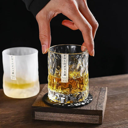 Whiskeyglas Edo Kiriko Glacier Japans Handgesneden Kristal Houten Geschenkdoos