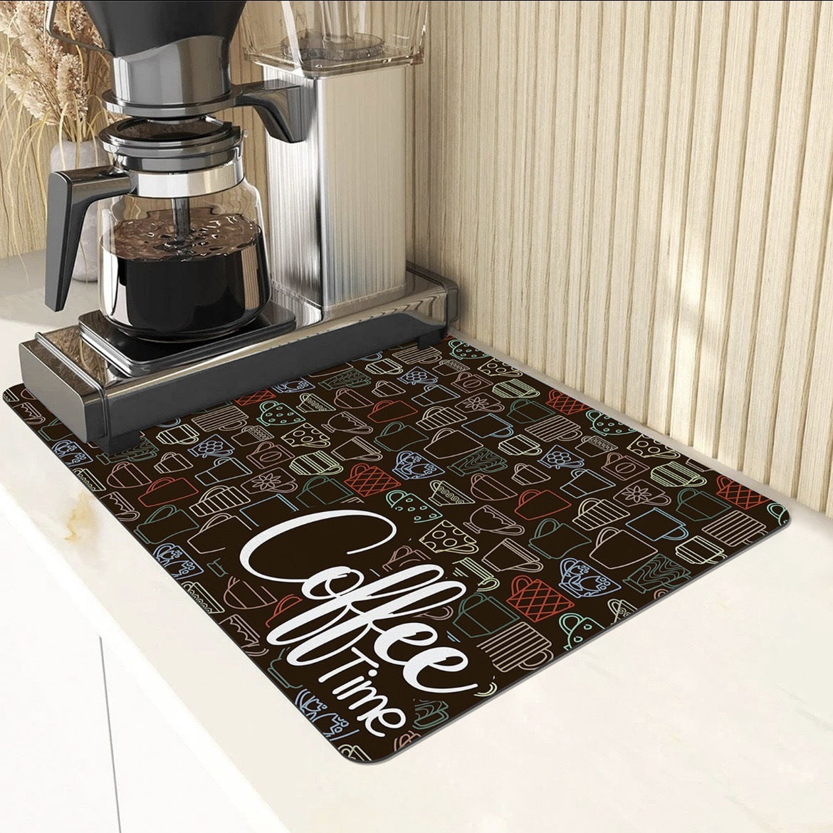 Absorberend Koffiemachinematje 30x40-50x60cm Keukenbescherming Antislip Basis