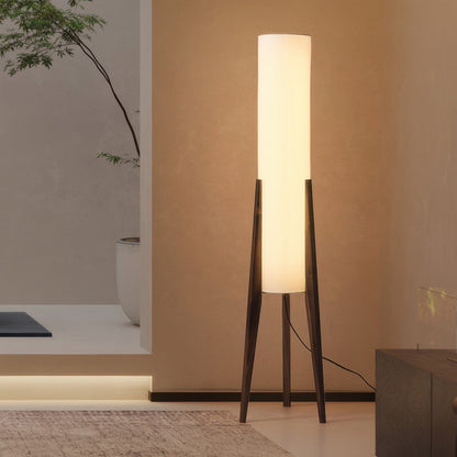 Vloerlamp Massief Walnoot Hout Scandinavisch Retro Stoffen Kap Led E27 12W Woonkamer Slaapkamer