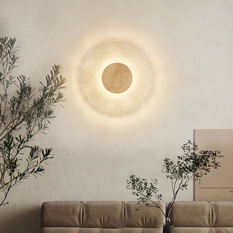 Wandlamp Travertijn Acryl Rond LED Minimalistisch Japandi Ø30 Slaapkamer Hal