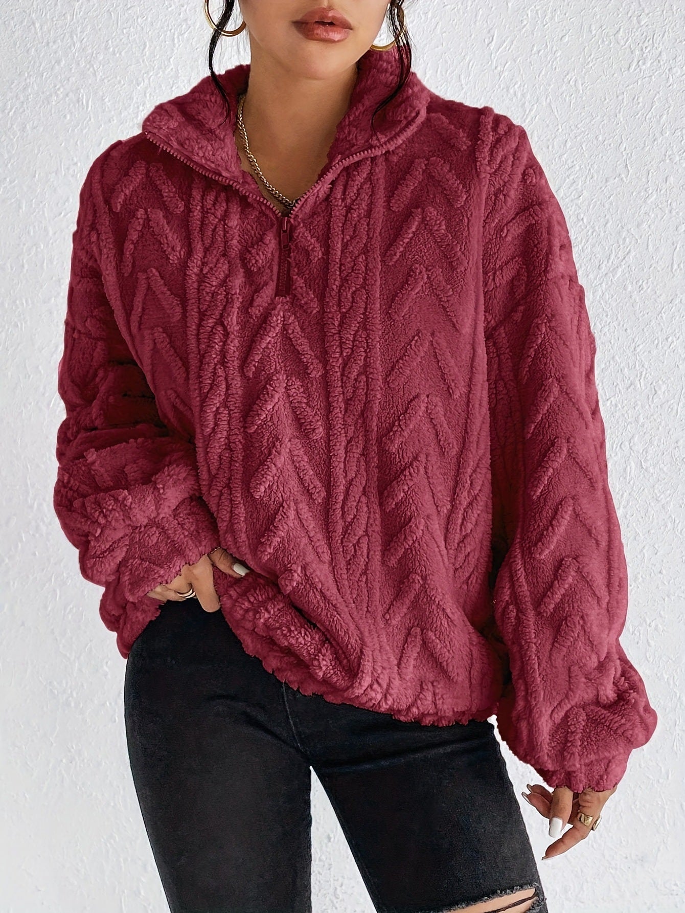 Dames Fleece Trui Warm en Zacht met Hoge Kraag