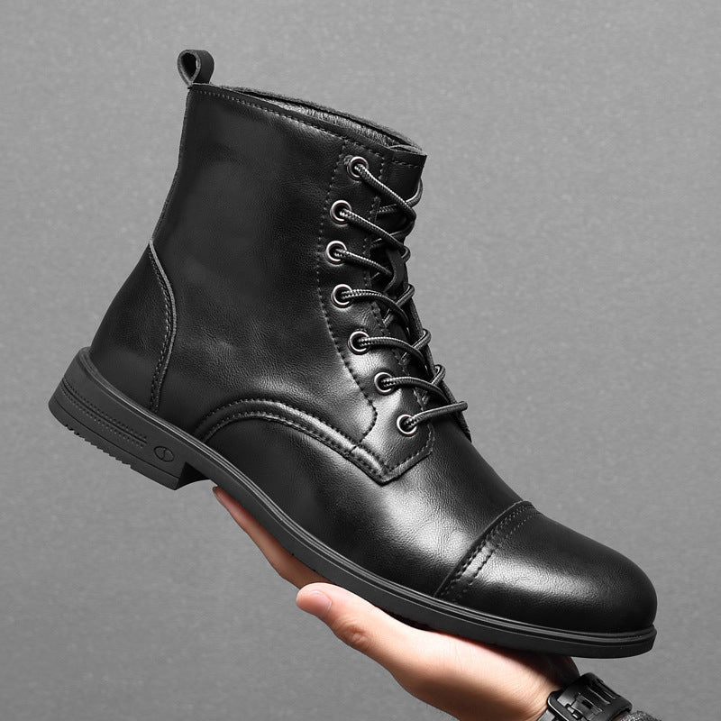 Heren Leren Boots met Vetersluiting Klassieke Stijl