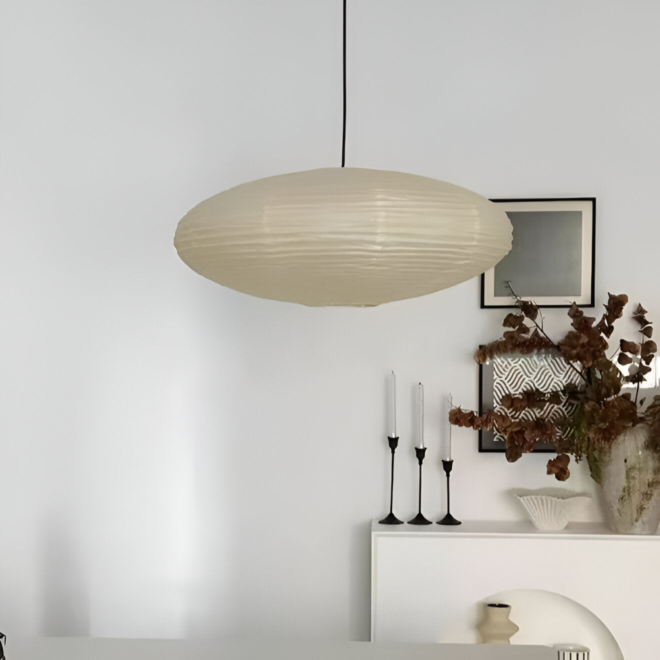 Plafondlamp Mulberry Papier Japandi Design Ø50 Ø60 LED Dimbaar Wit Geometrisch