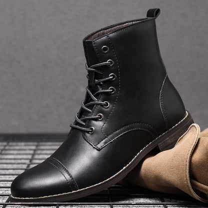 Heren Leren Boots met Vetersluiting Klassieke Stijl