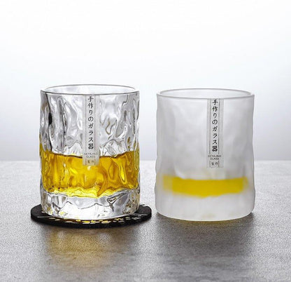 Whiskeyglas Edo Kiriko Glacier Japans Handgesneden Kristal Houten Geschenkdoos