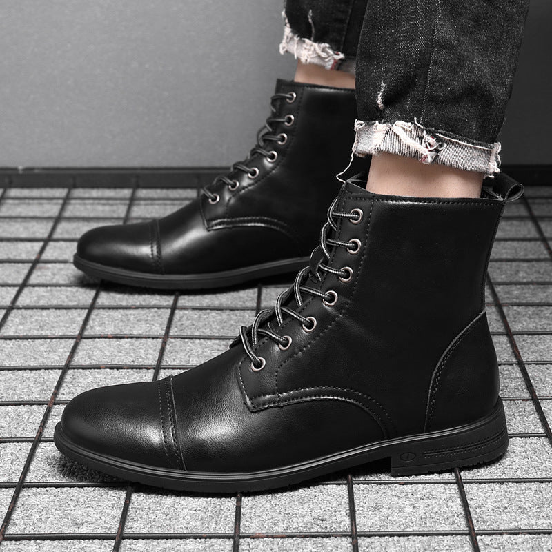 Heren Leren Boots met Vetersluiting Klassieke Stijl