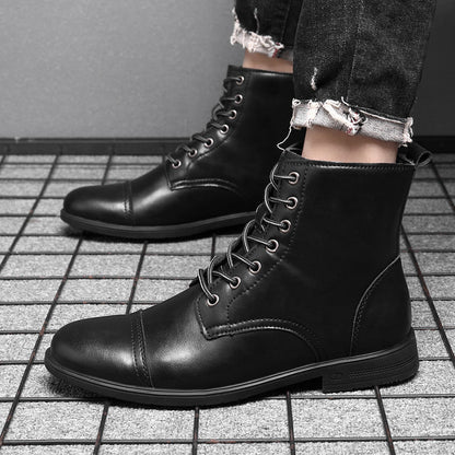Heren Leren Boots met Vetersluiting Klassieke Stijl