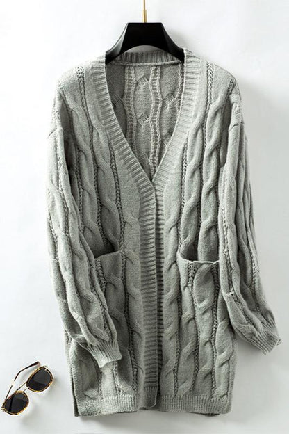 Warme Acryl Trui Kabelgebreid Elegante Cardigan