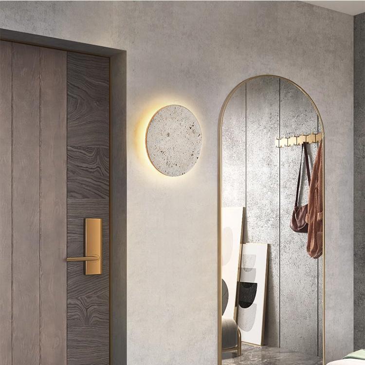 Wandlamp Travertin Rond LED Modern Natuursteen Ø23 Ø30