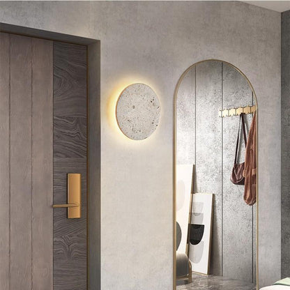 Wandlamp Travertin Rond LED Modern Natuursteen Ø23 Ø30