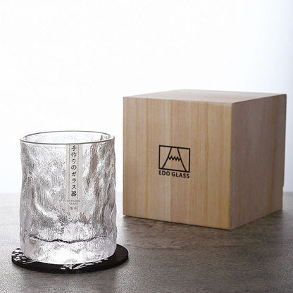 Whiskeyglas Edo Kiriko Glacier Japans Handgesneden Kristal Houten Geschenkdoos