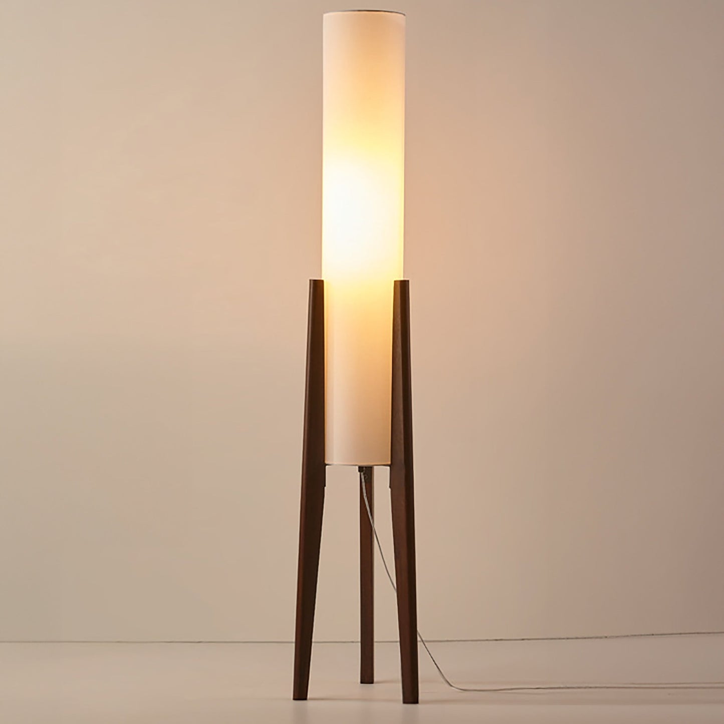 Vloerlamp Massief Walnoot Hout Scandinavisch Retro Stoffen Kap Led E27 12W Woonkamer Slaapkamer
