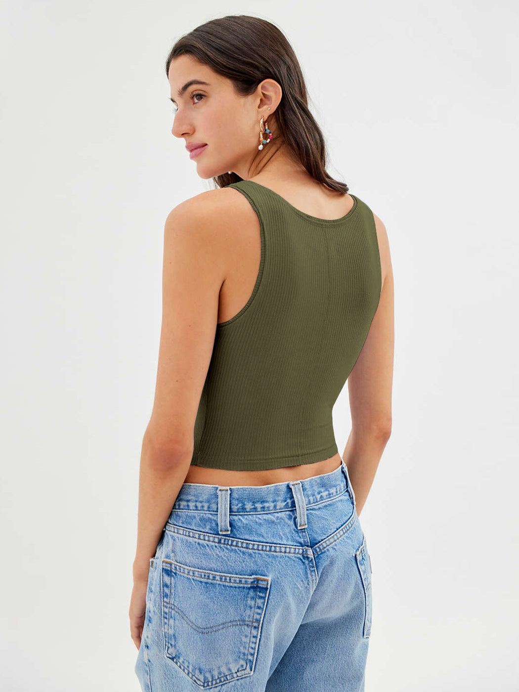 Dames Tanktop Zomerse Top Geribbeld Korte Mouw