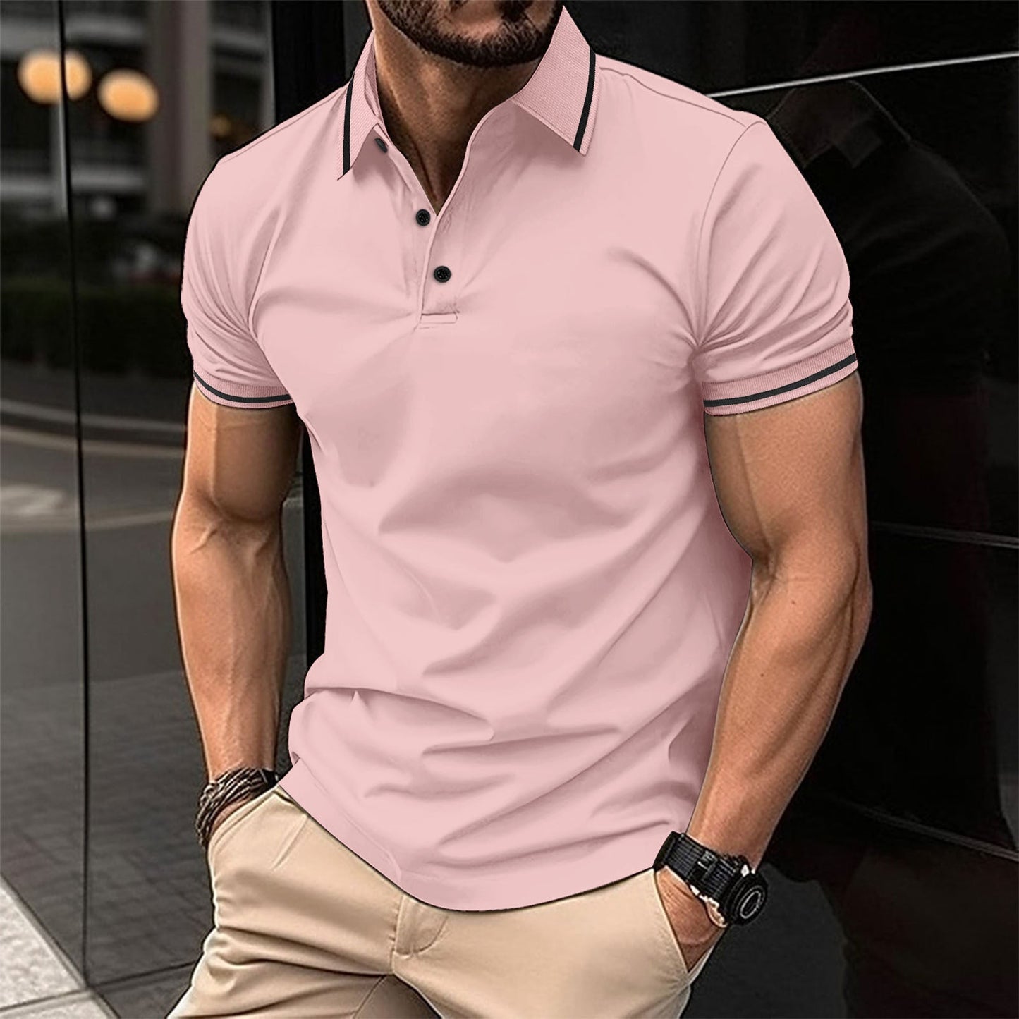 Heren Slim Fit Polo Shirt van Katoen Casper