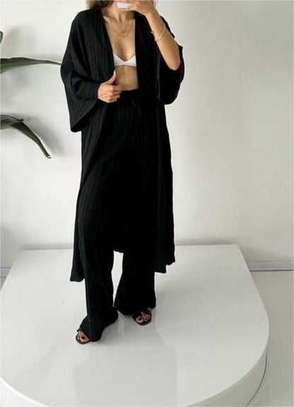Vrouwelijke Relax Outfit: Pantalon en Cardigan Set