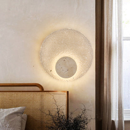 Wandlamp Travertijn Acryl Rond LED Minimalistisch Japandi Ø30 Slaapkamer Hal