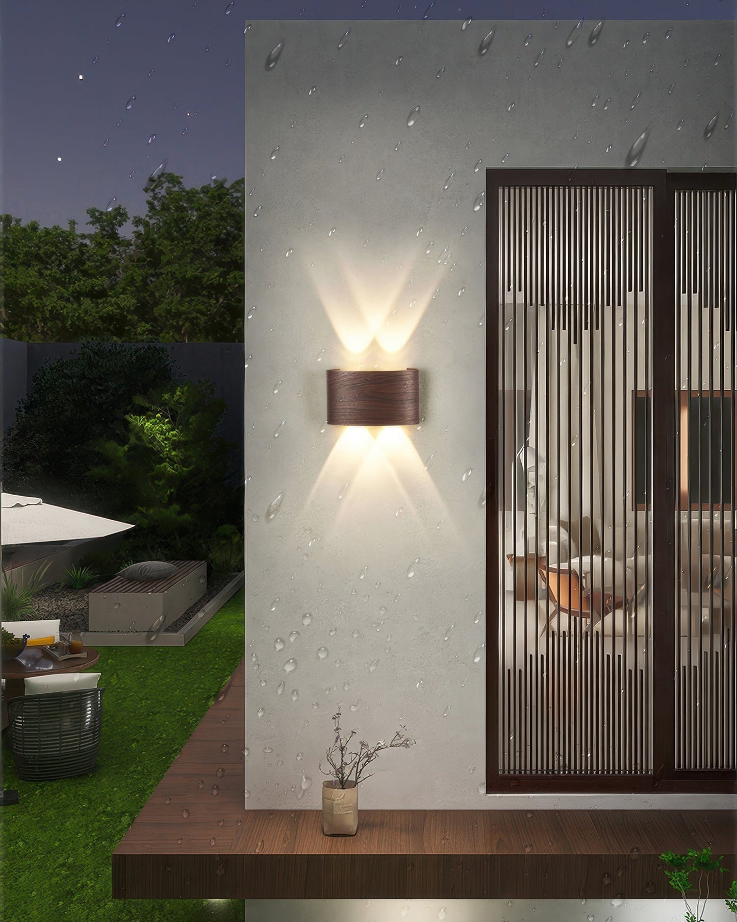 Wandlamp LED houtlook 10W warm wit 3000K binnen buiten IP65 wandverlichting modern design