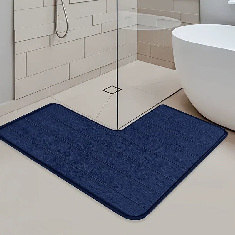 L-Vormige Badmat Antislip Wasbaar Zachte Badkamermat Grijs Zwart Beige Blauw