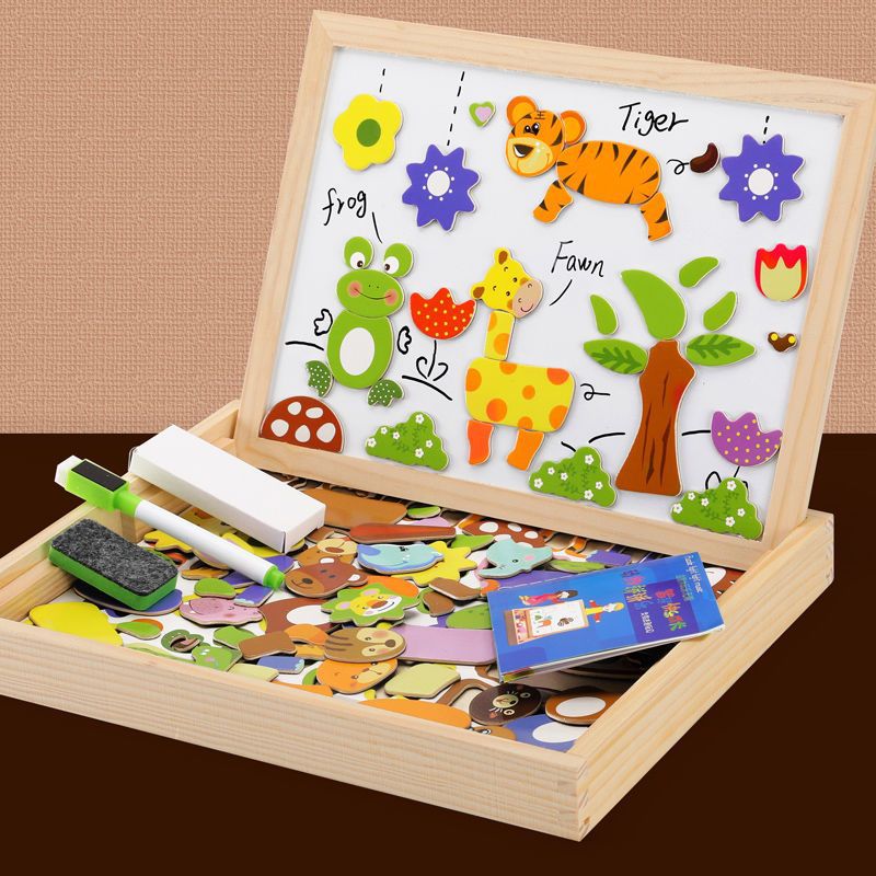 Dubbelzijdig Tekenbord voor Kinderen Hout Magnetisch Krijtbord Whiteboard Creatief Educatief Speelgoed voor Thuis School Activiteiten