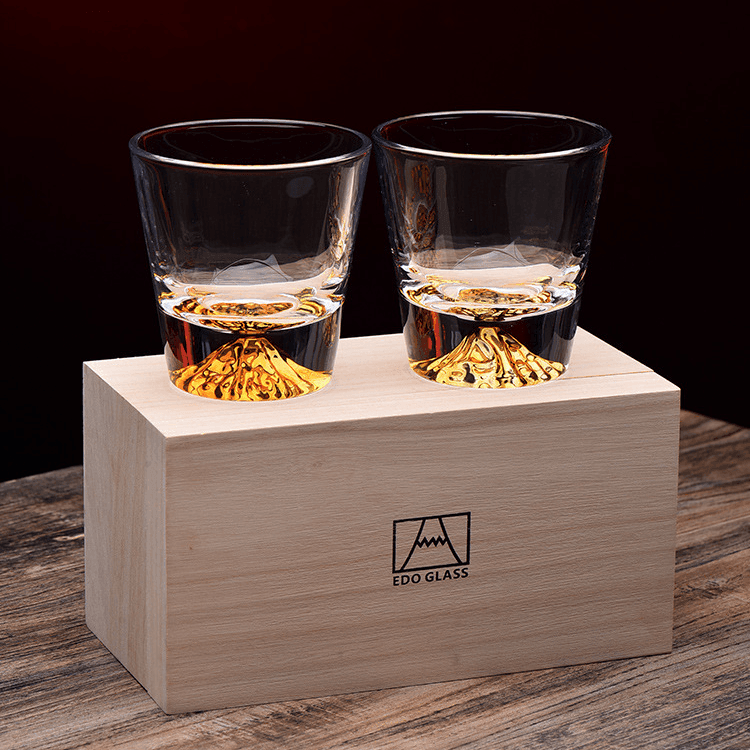 Whiskeyglas Edo Kiriko Handgemaakt Japans Kristal Set Houten Geschenkdoos Chamvin