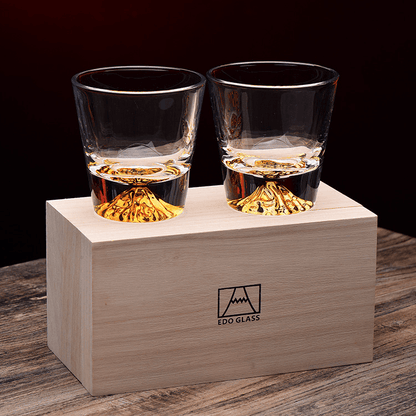 Whiskeyglas Edo Kiriko Handgemaakt Japans Kristal Set Houten Geschenkdoos Chamvin
