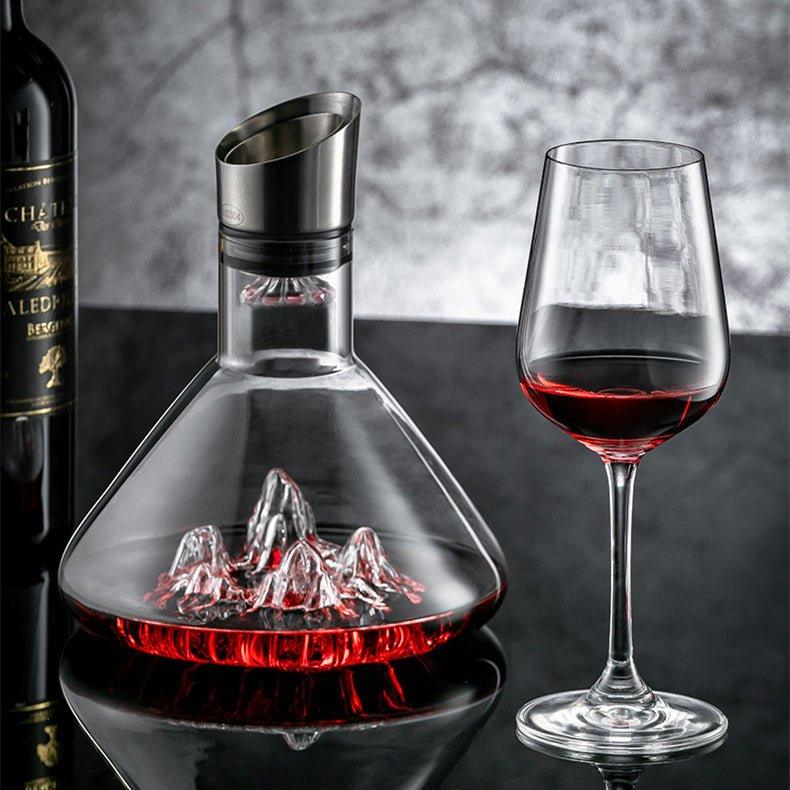 Glazen Wijnkaraf met Cascade Design voor Optimale Beluchting en Aroma