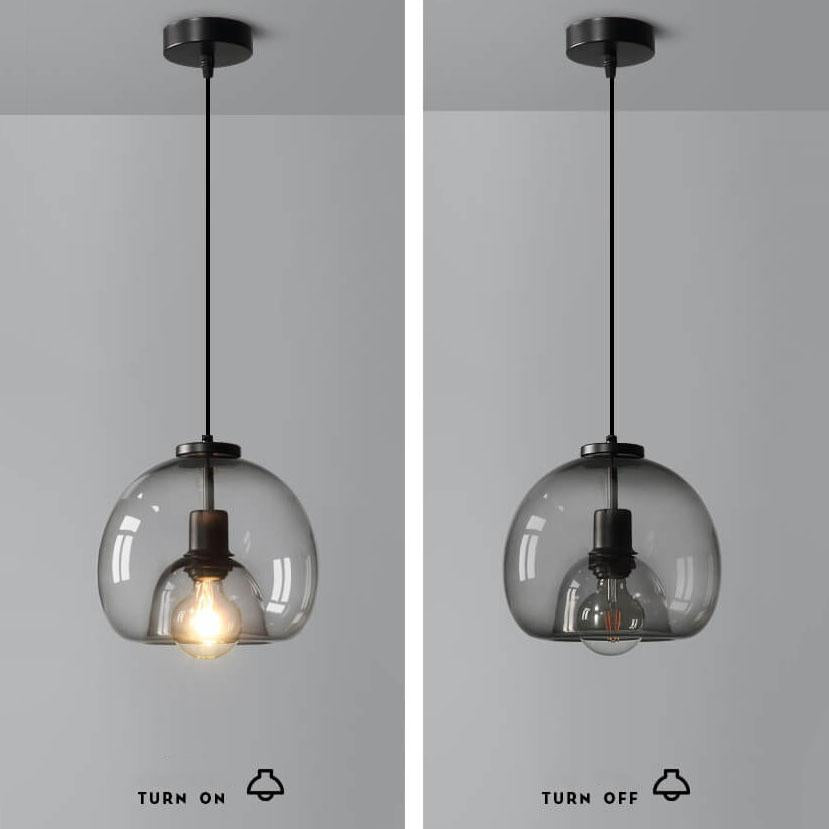 Hanglamp Rookglas Bol E27 25cm Eetkamer Slaapkamer Bar Industrieel Glazen Pendellamp Smoke Grijs Plafondlamp