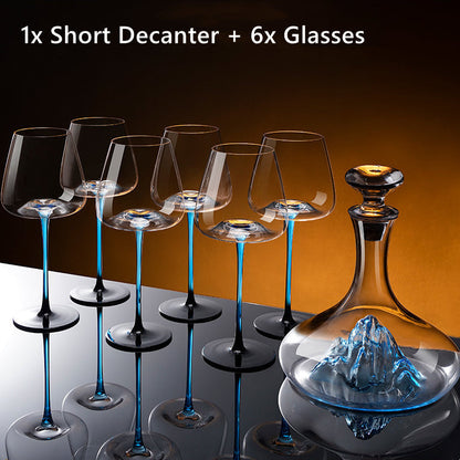 Wijnglas Blauwe Steel Bordeaux Karaf Set Handgeschilderd Glas Tafelstuk Wijn