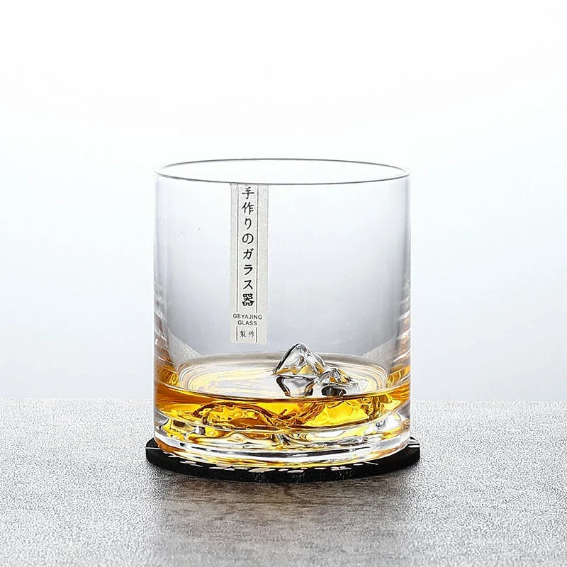 Japans Whiskeyglas met IJsberg Reliëf 300ml Hittebestendig Glas Handgemaakt Tumbler voor Whisky en Cocktails Premium Drinkglas in Houten Geschenkdoos Scandinavische Barware