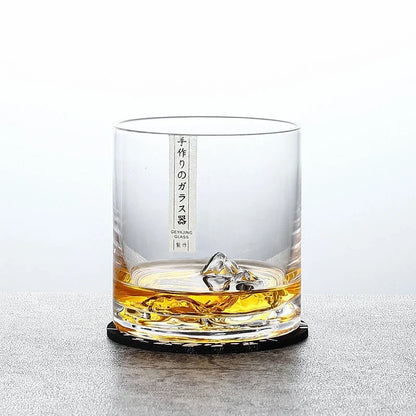 Japans Whiskeyglas met IJsberg Reliëf 300ml Hittebestendig Glas Handgemaakt Tumbler voor Whisky en Cocktails Premium Drinkglas in Houten Geschenkdoos Scandinavische Barware