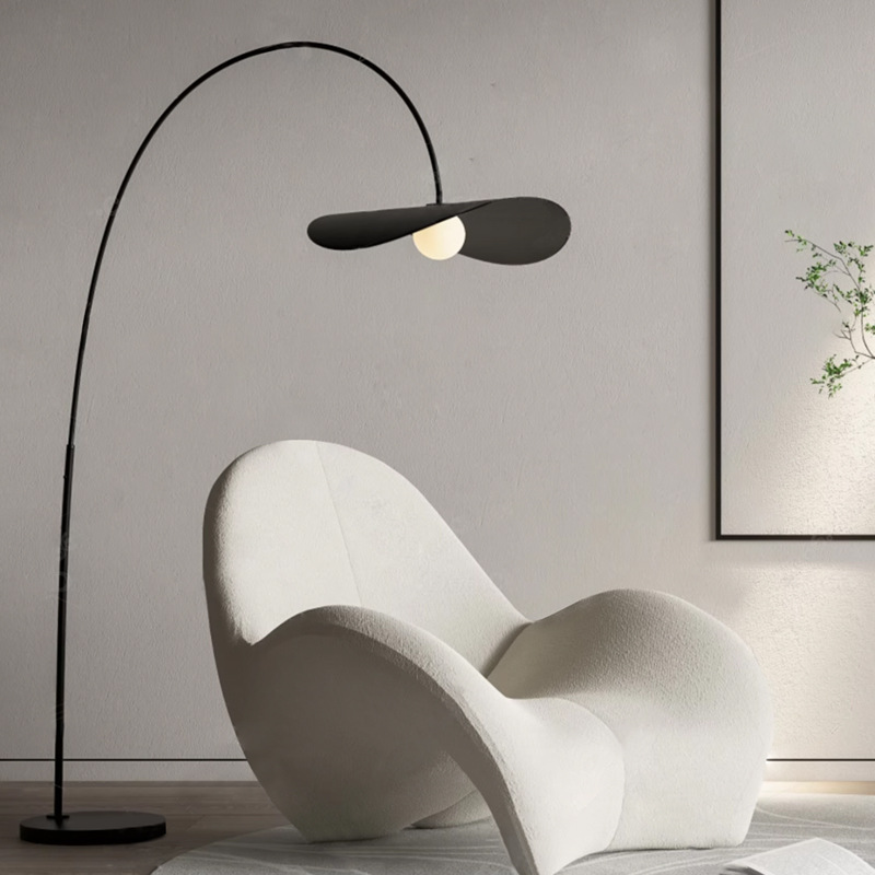 Boog Vloerlamp LED IJzer Acryl Zwart Woonkamer Leeshoek Staande Lamp Minimalistisch Wabi Sabi Booglamp Modern Interieur