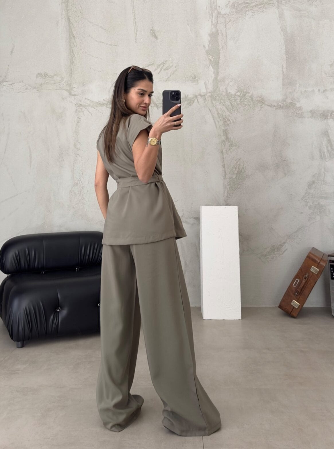 Dames Set Wikkel Top en Wijde Broek Stijlvol