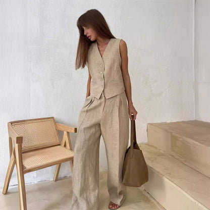 Vrouwelijke Vest en Broek Set Comfortabel Modern Design