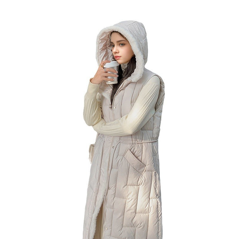 Gewatteerde Vest Lange Warmte Polyester Donzen Look