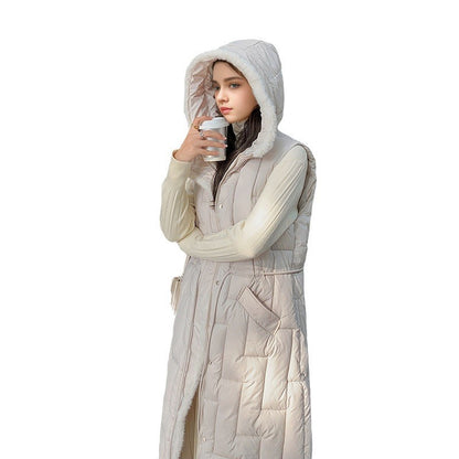 Gewatteerde Vest Lange Warmte Polyester Donzen Look