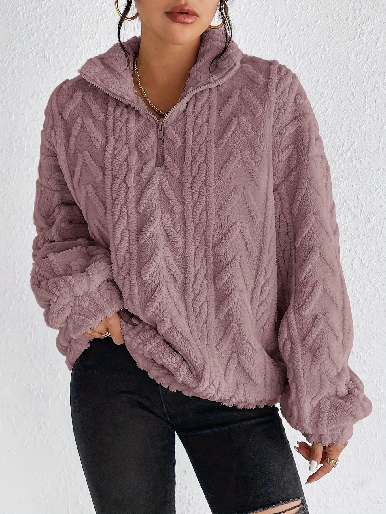 Dames Fleece Trui Warm en Zacht met Hoge Kraag