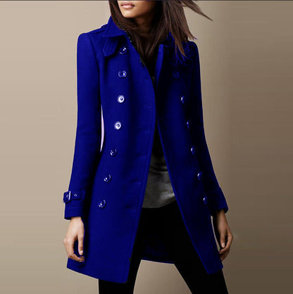 Damesmantel Dubbele Knopen Elegant Warm