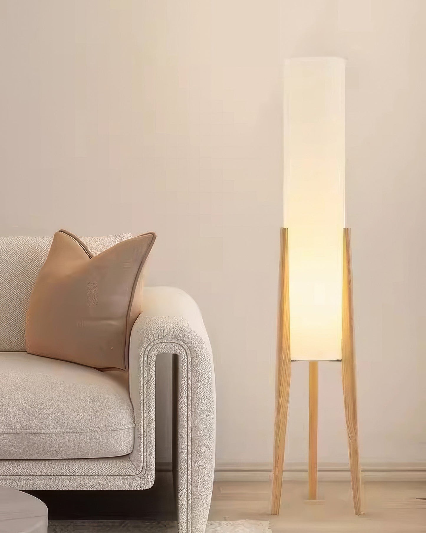 Vloerlamp Massief Walnoot Hout Scandinavisch Retro Stoffen Kap Led E27 12W Woonkamer Slaapkamer
