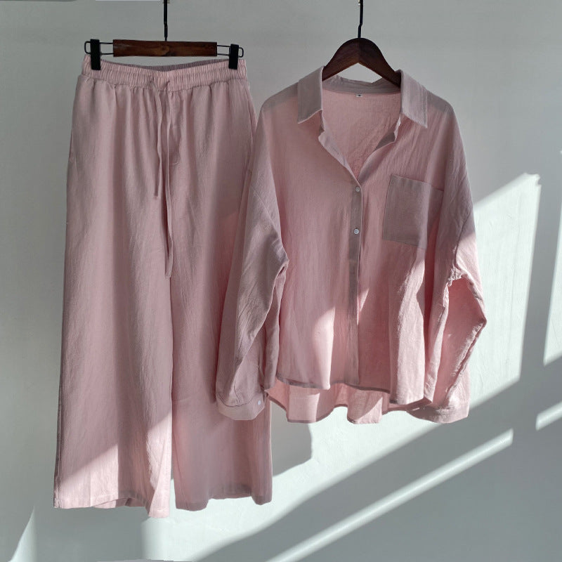 Linnen Broek en Hemd Set Hoge Taille van Katoen - StudioMarella