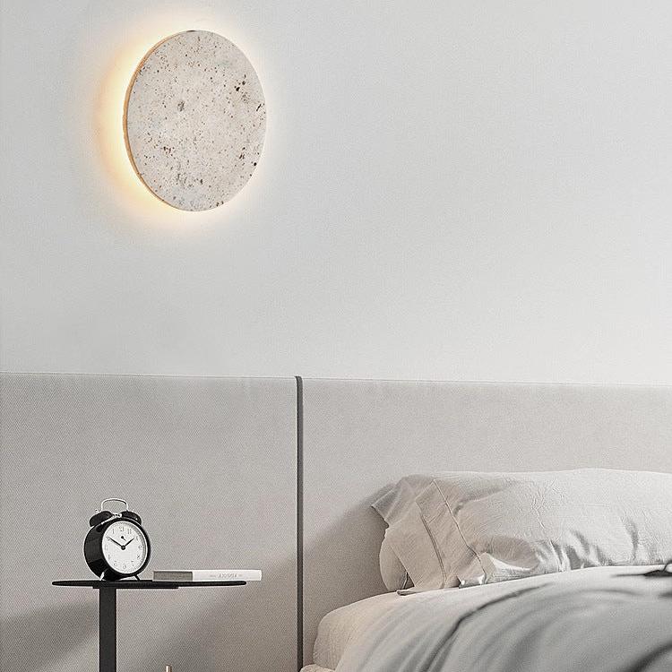 Wandlamp Travertin Rond LED Modern Natuursteen Ø23 Ø30
