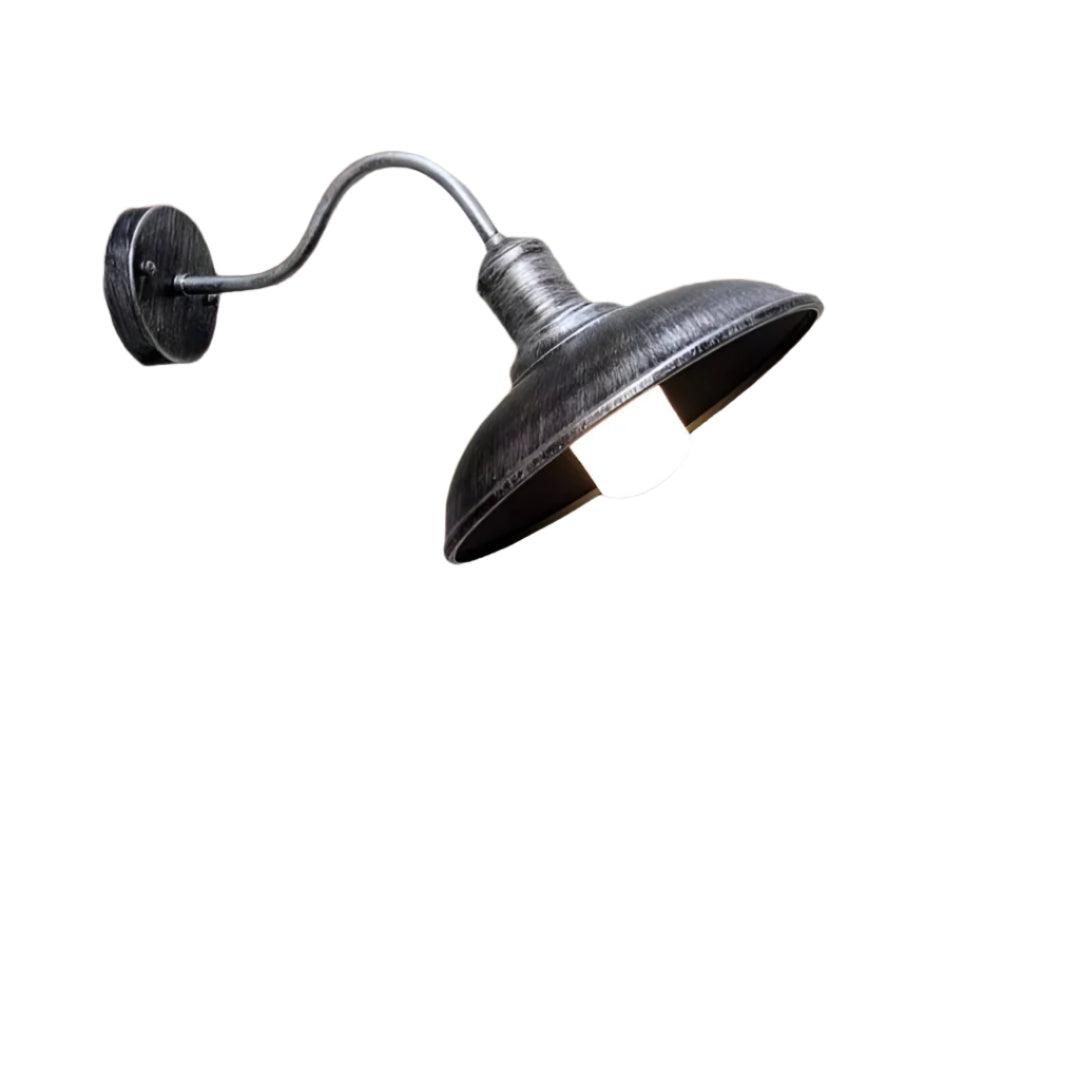 Buitenlamp Wandlamp Industrieel Vintage IJzer Kom Zwart 37cm LED