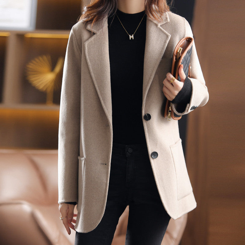 Dames Blazer Thick Tweed Herfst Winter Collectie → Dames Blazer Warme Tweed Jas voor Herfst en Winter