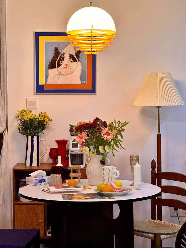 Stijlvolle Hanglamp Bauhaus Design Oranje-Wit Sfeerverlichting voor Moderne Interieurs