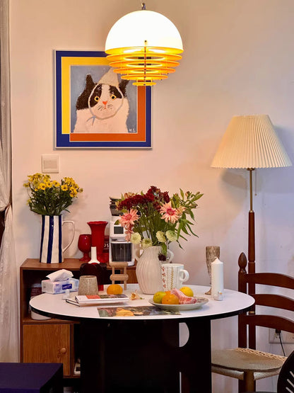 Stijlvolle Hanglamp Bauhaus Design Oranje-Wit Sfeerverlichting voor Moderne Interieurs